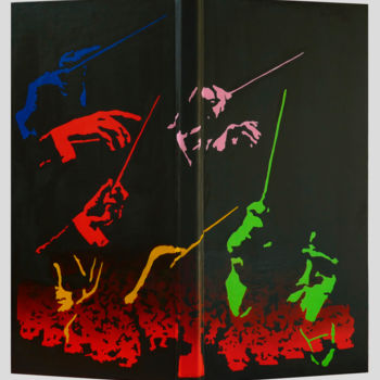 Peinture intitulée "Chef d'orchestre (d…" par Bernard Amiot, Œuvre d'art originale, Huile