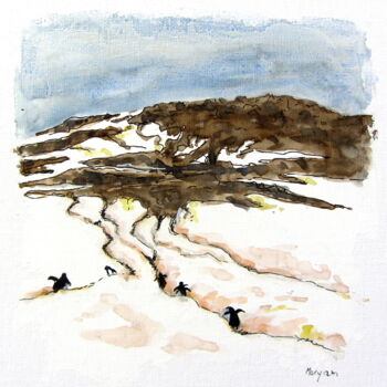 Peinture intitulée "(3)Les autoroutes à…" par Anne-Marie Mary, Œuvre d'art originale, Aquarelle Monté sur Autre panneau rigi…