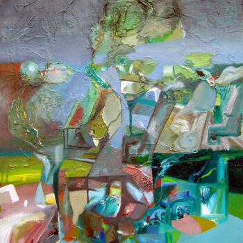 Painting titled "Windy" by Aeon, Original Artwork, Oil Mounted on Cardboard