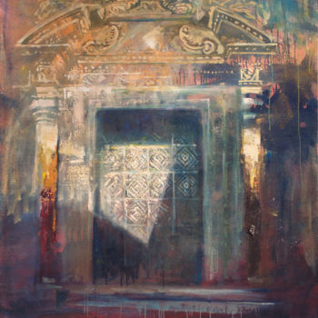 Painting titled "ILLUMINATED WITH LI…" by Anatoliy Menkiv, Original Artwork, Oil Mounted on Wood Stretcher frame