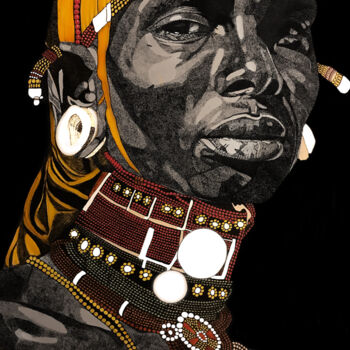 Drawing titled "Jeune homme à bijoux" by Tara Shakti, Original Artwork, Ink