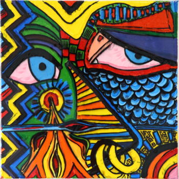 Painting titled "AIGLE" by Philippe Combis (PhilIppe CBS), Original Artwork, Acrylic Mounted on Wood Stretcher frame