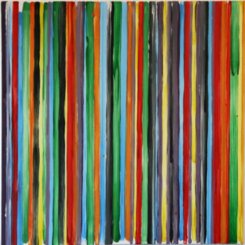 Ζωγραφική με τίτλο "LIGNES DE COULEUR" από Philippe Combis (PhilIppe CBS), Αυθεντικά έργα τέχνης, Γκουάς Τοποθετήθηκε στο Ξύ…