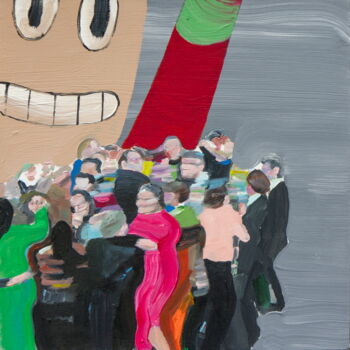 Painting titled "Crowd" by Sasho Violetov, Original Artwork, Acrylic Mounted on Wood Stretcher frame