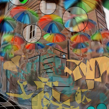 Digitale Kunst mit dem Titel "Shangaî Rain" von Marc Bulyss, Original-Kunstwerk, Digitale Malerei
