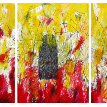 Peinture intitulée ""Omphalos" Triptych" par Giulio Benatti, Œuvre d'art originale, Huile