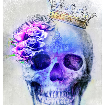 Arte digitale intitolato "Skull Queen Blue" da Xristastavrou, Opera d'arte originale, Pittura digitale