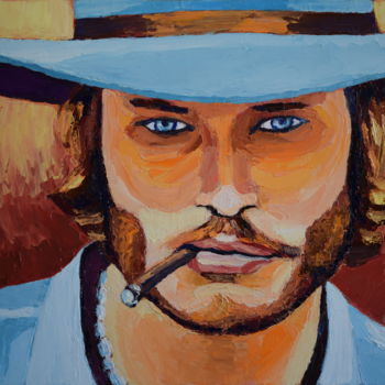 Painting titled "la Terre Promise" by Christophe Cadiot, Original Artwork, Oil Mounted on Wood Stretcher frame