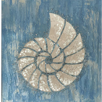 Collages intitulée "Sea shells triptych" par Olga Turchinskaya, Œuvre d'art originale, Collages Monté sur Panneau de bois