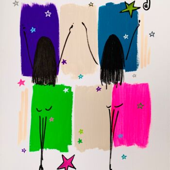 Painting titled "Covid - Bikini Chal…" by Caroline Montigneaux, Original Artwork, Acrylic Mounted on Cardboard