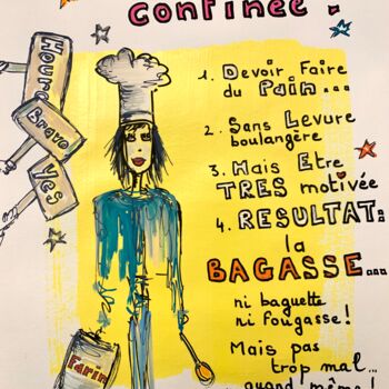 Painting titled "Covid - Ma vie de c…" by Caroline Montigneaux, Original Artwork, Acrylic