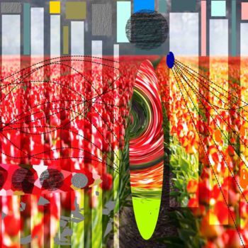 Grafika cyfrowa / sztuka generowana cyfrowo zatytułowany „Tulips Oranges” autorstwa Marc Bulyss, Oryginalna praca, 2D praca…