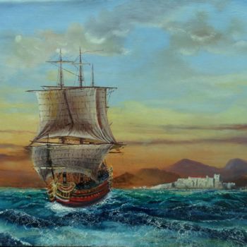Painting titled ""Le Soleil Royal" a…" by Gérard Pinel, Original Artwork, Oil