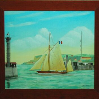 Painting titled "Petit yacht au Havr…" by Philippe Conrad, Original Artwork
