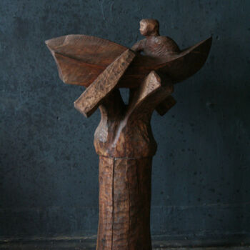 Sculptuur getiteld "The River" door Alexander Eremin, Origineel Kunstwerk, Hout