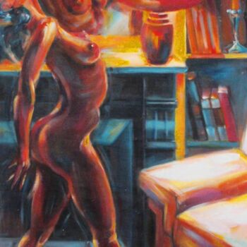 Pittura intitolato "Danseuse Métisse Nue" da Christian Choquet, Opera d'arte originale, Acrilico