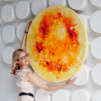 Painting titled "Sun / sunny round s…" by Anna Bo, Original Artwork, Oil
