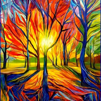 Painting titled "Meeting of Shadows" by Ibolya Való, Original Artwork, Acrylic