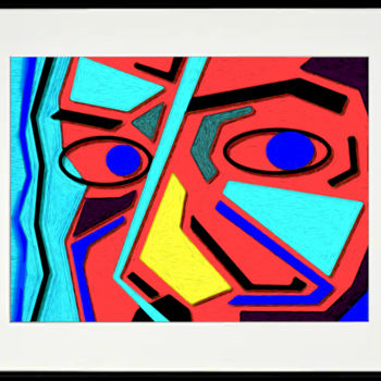 Digitale Kunst getiteld "Portrait in Red (fr…" door Marco Brugts, Origineel Kunstwerk, Digitaal Schilderwerk