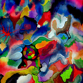 Pintura titulada "Nebulosas de color" por Sciortino, Obra de arte original, Acrílico Montado en Panel de madera