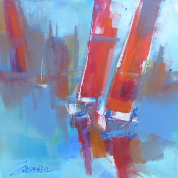 绘画 标题为“Régate 30-01#artist…” 由Eva Gohier, 原创艺术品, 丙烯