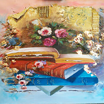 Painting titled "The sea" by Houria, Original Artwork, Oil