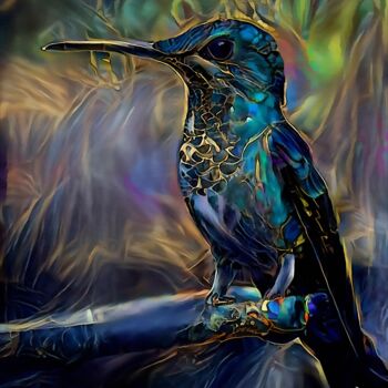 Arts numériques intitulée "Renouveau, Colibri" par L.Roche, Œuvre d'art originale, Acrylique