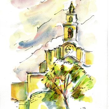 Painting titled "Décanale Saint Loui…" by Joël Monnier, Original Artwork, Watercolor