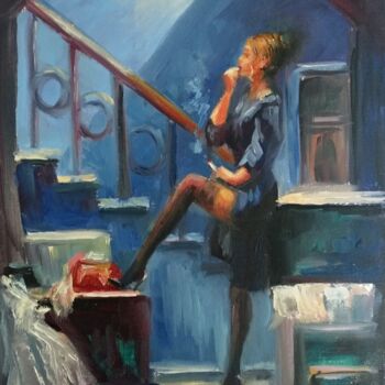 Painting titled "Original Oil Painti…" by Anastasia Akunina, Original Artwork, Oil Mounted on Wood Stretcher frame