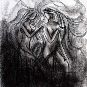 Drawing titled "INTIMACY drawing" by Suddha Sama, Original Artwork, Charcoal