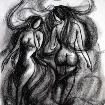 Drawing titled "AT A GLANCE" by Suddha Sama, Original Artwork, Charcoal