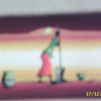 「LA PILEUSE AU désére」というタイトルの絵画 Boubacar Sowによって, オリジナルのアートワーク