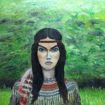 Painting titled "Весенняя скво" by Ramzes Tliakodugov, Original Artwork, Oil