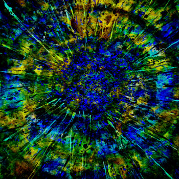 数字艺术 标题为“Blue Illusion” 由Barry Farley Visual Arts, 原创艺术品, 数字油画 安装在其他刚性面板上