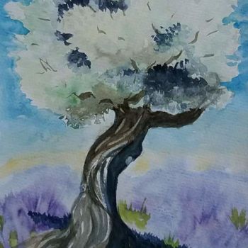 Malerei mit dem Titel "Olivier en Provence" von Pascale Coutoux, Original-Kunstwerk, Aquarell