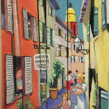 Peinture intitulée "vieux saint tropez" par Esteves Brito, Œuvre d'art originale, Acrylique