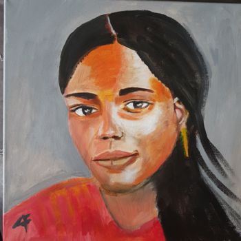 Malarstwo zatytułowany „Portrait couleur” autorstwa Annick Fournier, Oryginalna praca, Akryl