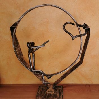 Γλυπτική με τίτλο "Rêveur mains tendue…" από Recyclage Design - Réanimateur D'Objets , Αυθεντικά έργα τέχνης, Μέταλλα