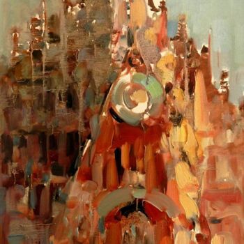 Schilderij getiteld "Frauenkirche, Nurem…" door Petre Chirea, Origineel Kunstwerk, Olie