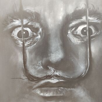 Painting titled "Dali in the dark" by Patricia Rospert, Original Artwork, Oil