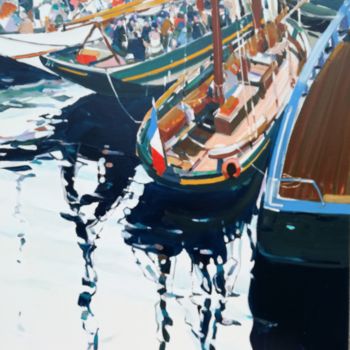 Painting titled "Fêtes Maritimes" by Nicolas Tréanton, Original Artwork, Oil