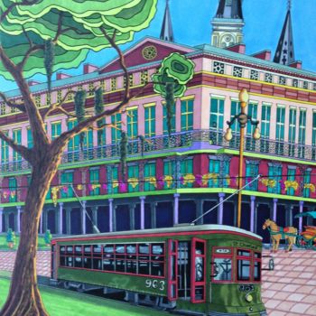 Tekening getiteld "New Orleans" door Monica Puryear, Origineel Kunstwerk, Marker