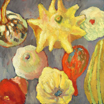 「Sunny Pumpkins」というタイトルの絵画 Petr Ldinによって, オリジナルのアートワーク, オイル