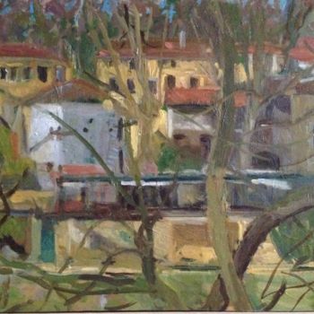 Painting titled "Lyon ( l'île Barbe)" by Olga Richir, Original Artwork, Oil