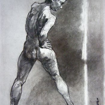 Dessin intitulée "fusain 50/65 2003 51" par Christian Rolland, Œuvre d'art originale, Fusain