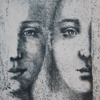 印花与版画 标题为“Alter-égo 1” 由Isabelle Desaulty, 原创艺术品, 蚀刻