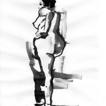 Drawing titled "Modèle" by Joël Monnier, Original Artwork, Ink