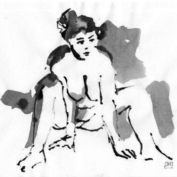 Dessin intitulée "Modèle 4" par Joël Monnier, Œuvre d'art originale, Encre