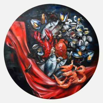 Painting titled "Red Line. Part 1" by Irina Sazonova, Original Artwork, Oil