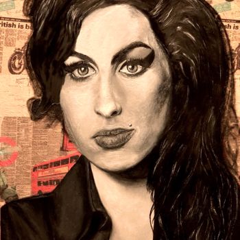 Painting titled "AMY" by Rodrigo Motta, Original Artwork, Oil
